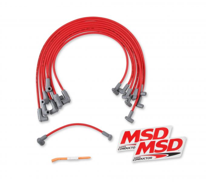 MSD Super Conductor 8.5mm Spark Plug Wire Set, Small Block Chevy for Use with HEI Cap 35599