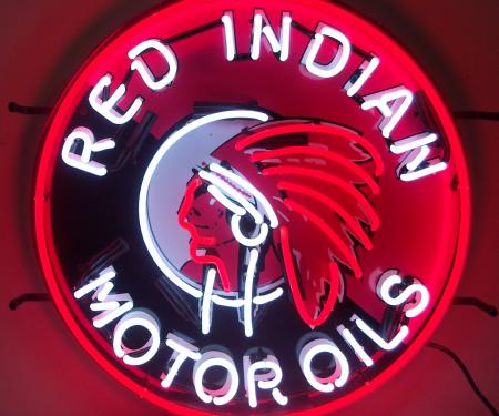 Neonetics Standard Size Neon Signs, Gas - Red Indian Motor Oils Neon Sign