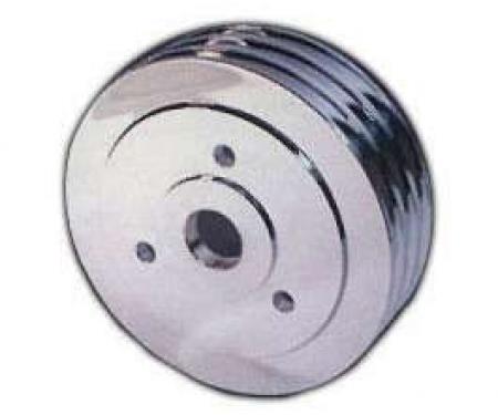 Chevelle Crankshaft Pulley, Big Block, Triple Groove, Polished Billet Aluminum, For Cars With Short Water Pump, 1964-1968