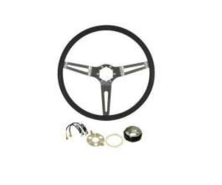 Chevelle Steering Wheel, 3-Spoke, Sport Cushion, Black, With Mounting Hub Kit, 1969-1970