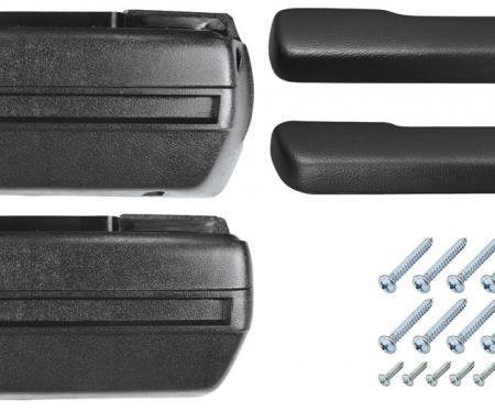 RestoParts Armrest Base/Pad Kit, Front, 1968-72 A-Body, Black AK16BK