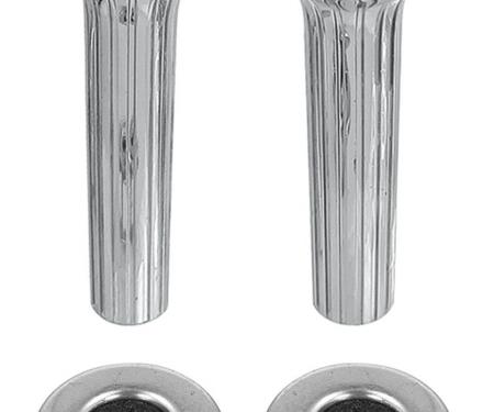 RestoParts Knob, Ferrule Door Lock (Ribbed) Kit 1968-88, Chrome CH4044