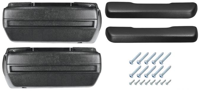 RestoParts Armrest Base/Pad Kit, Front, 1968-72 A-Body, Black AK16BK