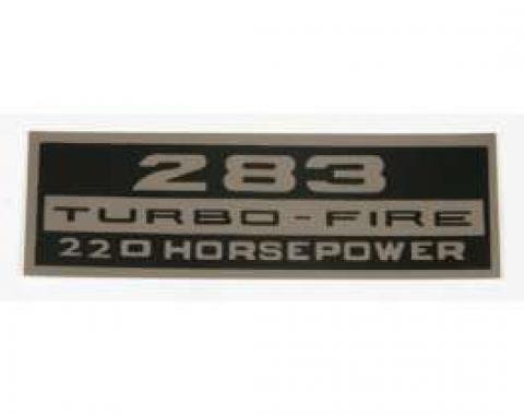 El Camino Valve Cover Decal, 283 Turbo-Fire, 220 Hp, 1964 & 1966