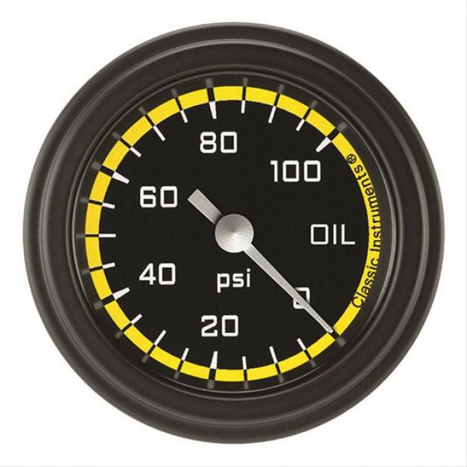 Classic Instruments Autocross Yellow 2 1/8" Oil Pressure Gauge AX181YBLF