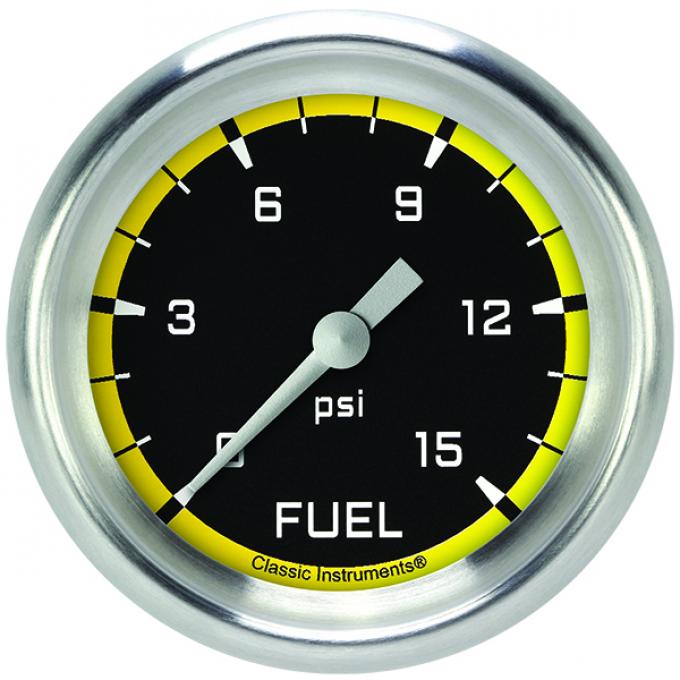 Classic Instruments Autocross Yellow 2 5/8" Fuel Pressure Gauge, 15 Psi AX345YAPF