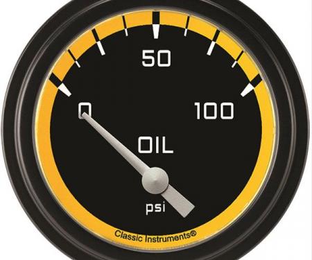 Classic Instruments Autocross Yellow 2 5/8" Oil Pressure Gauge AX281YBLF