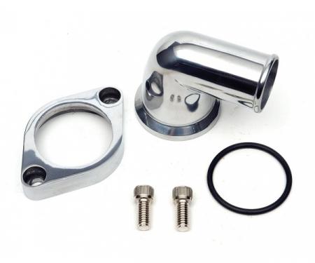 Chevelle Thermostat Housing, Small Block, 90 Degree Swivel, Polished Aluminum, With O-Ring Seal, 1964-1972