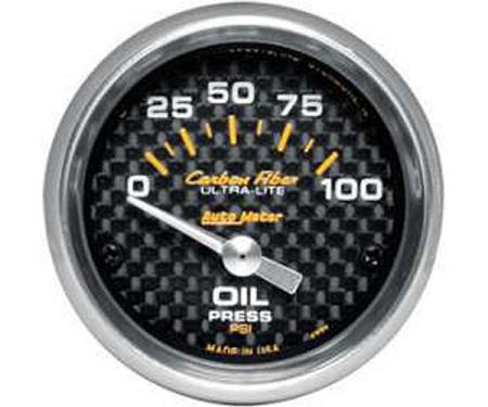 El Camino Oil Pressure Gauge, Mechanical, 2-1/16", Carbon Fiber Series, Autometer, 1959-1987