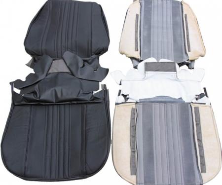 PUI Chevelle Seat Covers, Bucket, Leather, Coupe & Convertible, Black, 1970