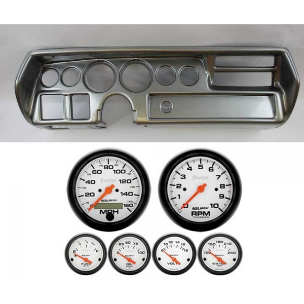 Chevelle Instrument Cluster Panel, Sweep Style, Aluminum Finish, With