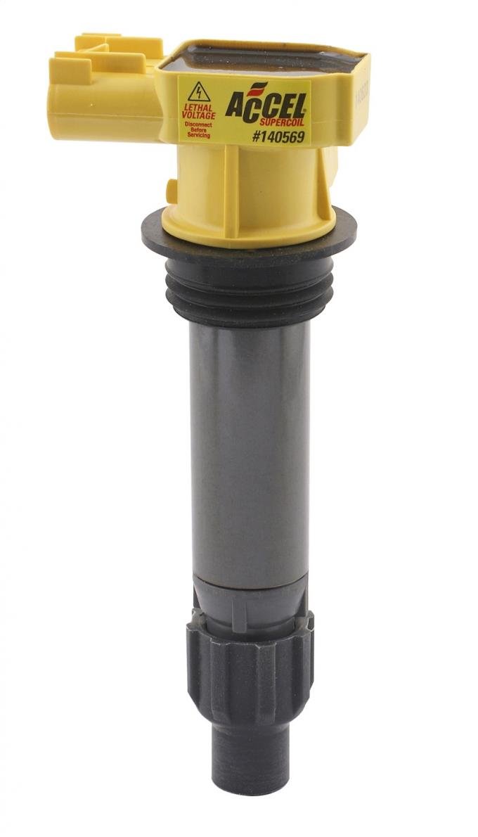 Accel Ignition Coil Super Coil Series 2007-2019 GM/SAAB/Suzuki 2.8L/3.2L/3.6L V6 Engines, Yellow, Individual 140569