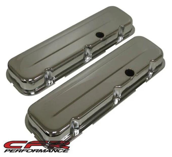 Chevy Big Block Short Steel Valve Covers, Chrome, 1965-1995