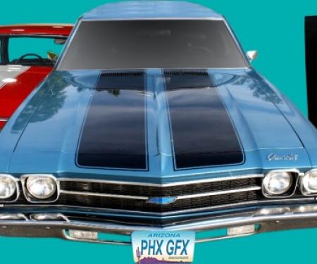 1968-69 Chevelle Malibu SS Flat Non-SS Hood and Deck VINYL Stripes Kit | Hugger Orange