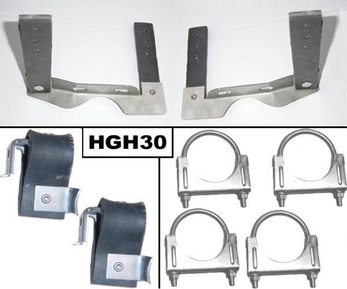 Pypes Exhaust System Hanger Kit 64-72 GTO Incl Pair Muffler Hangers/Tailpipe Hangers/(4) 2.5 in U Clamps Natural 304 Stainless Steel Exhaust HGH30