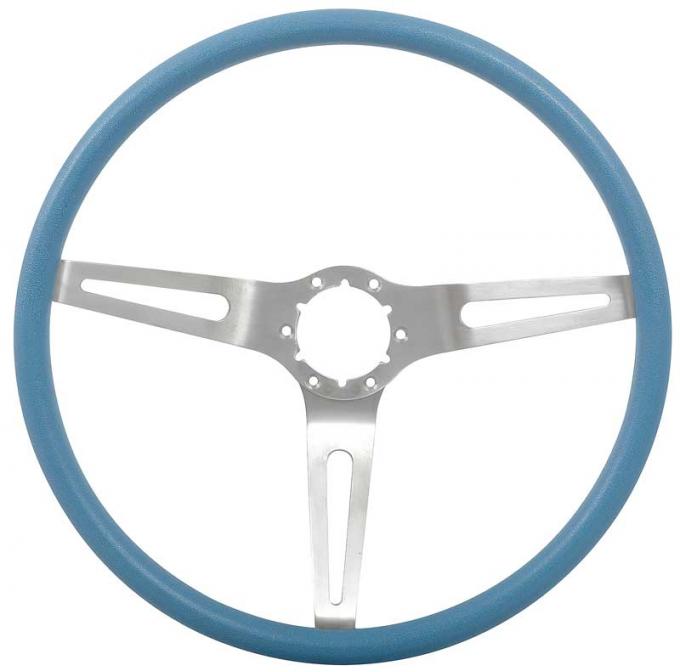 1969-70, Chevrolet Full Size, Steering Wheel, 3 Spoke, Brushed Silver, Blue Grip SW053