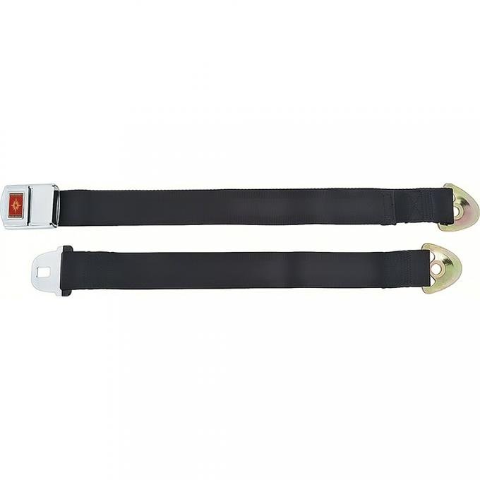 OER 1965-66 Impala, Nova, Chevelle, Deluxe Rear Seat Belt, Red/Gold Starburst, Each 154666