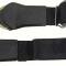 OER 1965-66 Impala/Nova/Chevelle, Front Seat Belt, Deluxe Interior, Gold Starburst on Red, Black Belt 154665