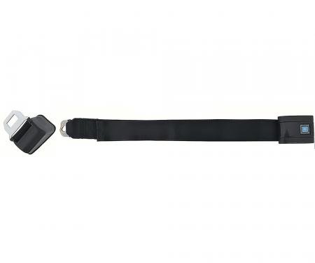 OER 1968-72 Front Bucket Seat Belt Assembly, LH, Standard, Silver Starburst On Blue Button, Black Belt 154673